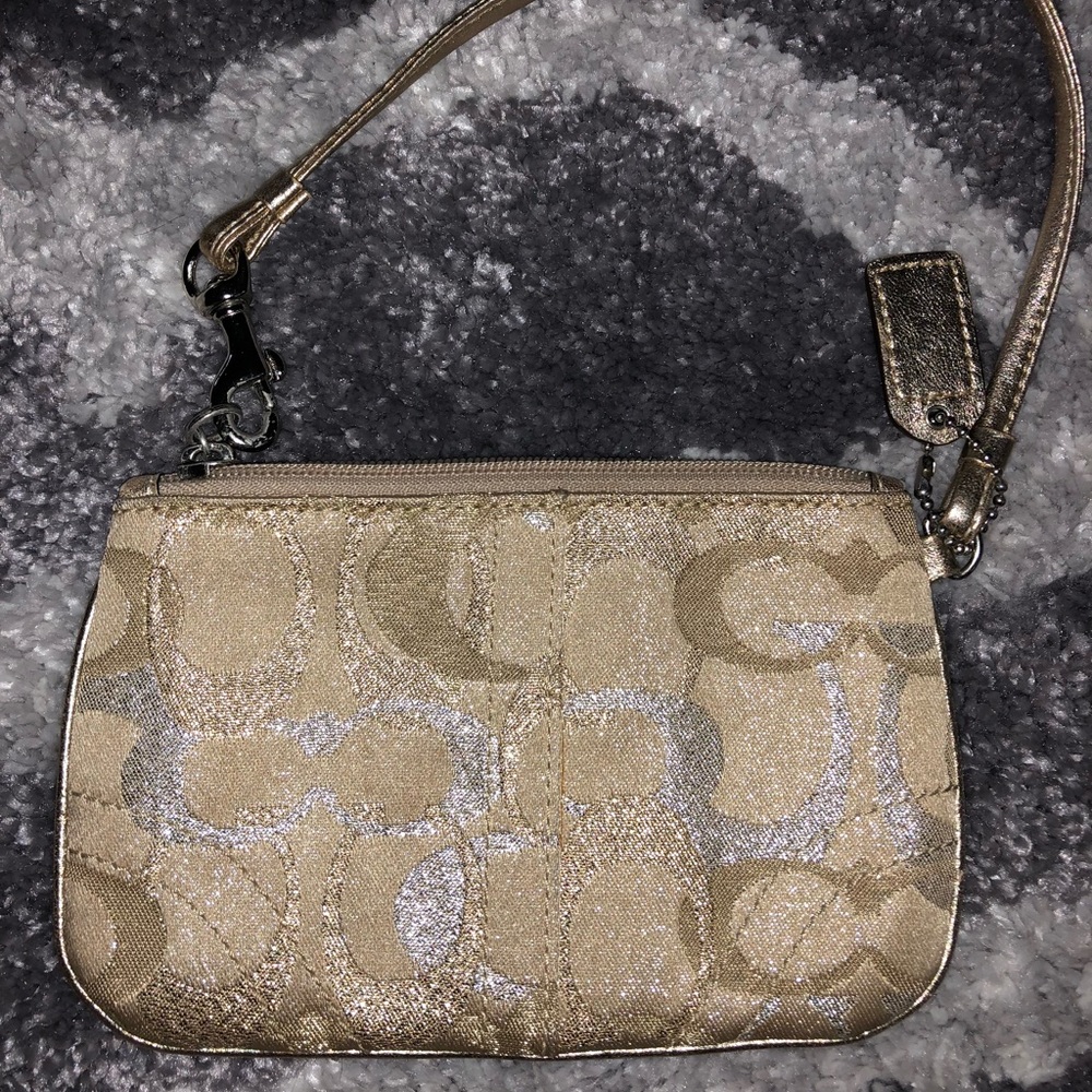 Authentic Coach Gold and Silver Poppy Wristlet